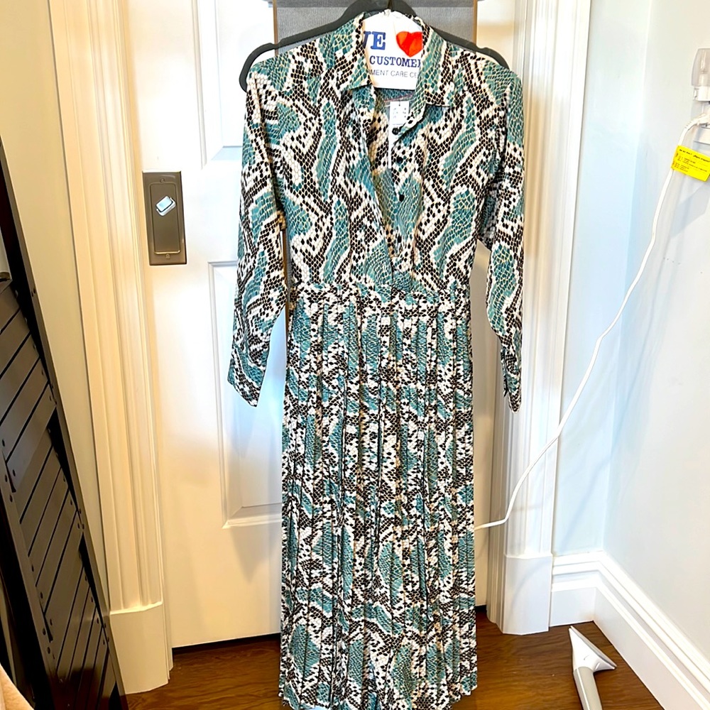 NWT TOP-SHOP TEAL/BLACK SNAKESKIN PRINTED DRESS
